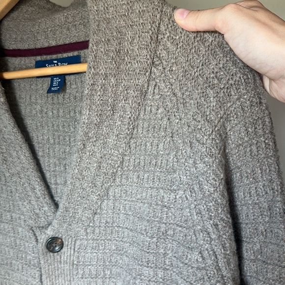 Savile Row Company Lambswool Blend Cardigan Sweater Small Brown Shawl Collar - Picture 9 of 12